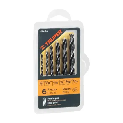 Juego De 6 Brocas Profesionales Para Madera 1/8" A 5/16" Truper