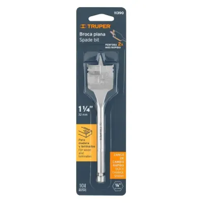 Broca Espada Para Madera De 1.1/4", Zanco Hexagonal 1/4" Truper