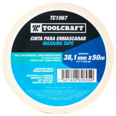 Cinta Enmascarar 1.1/2' X 50 M Toolcraft Adhesivo De Hule