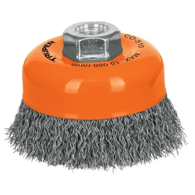 Grata Copa De Alambre Ondulado Fino De 4", Eje De 5/8-11 Truper