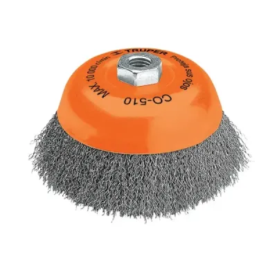 Grata Copa De Alambre Ondulado Fino De 5", Eje De 5/8-11 Truper