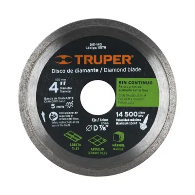 Disco De Diamante Rin Continuo De 4", Centro 7/8" Truper