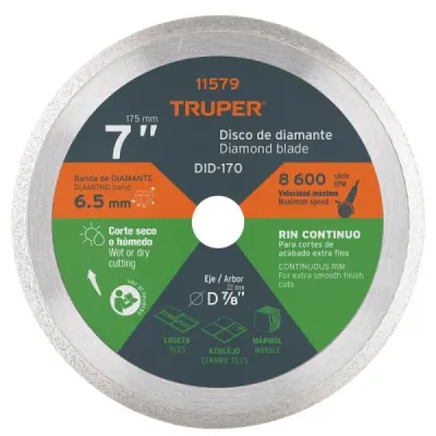 Disco De Diamante Rin Continuo De 7", Centro 7/8" Truper
