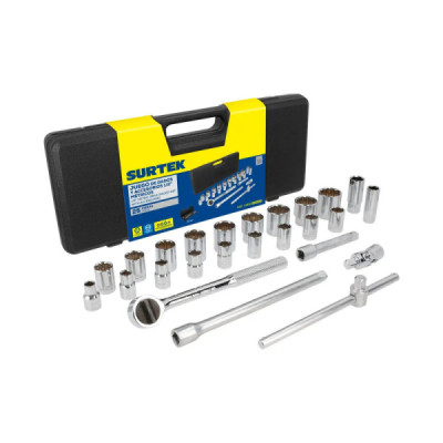 Juego 25 Copas Ratchet Y Extensión 1/2'' Métrico Surtek (F5800CM) Juego 25 Copas Ratchet Y Extensión 1/2'' Métrico Surtek (F5800CM)