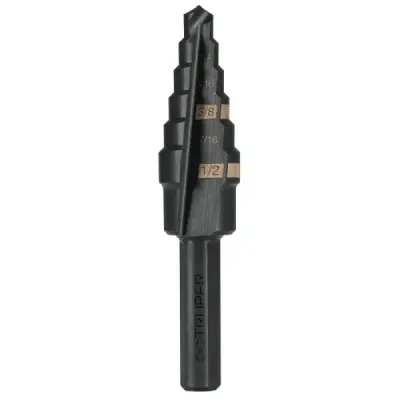 Broca Escalonada 3/16" A 1/2" De 6 Escalones Óxido Negro Truper