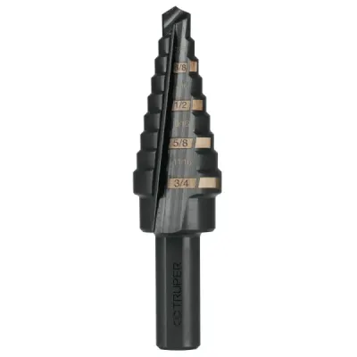 Broca Escalonada 1/4" A 3/4" De 9 Escalones Óxido Negro Truper