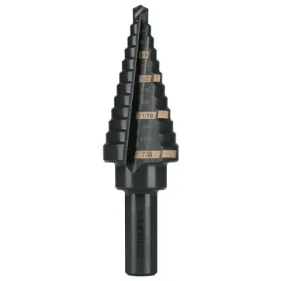 Broca Escalonada 3/16" A 7/8" De 12 Escalones Óxido Negro Truper