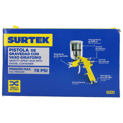 Pistola Para Pintar Terminados Hvlp 1.5 Mm 400 Ml Surtek (PPG3)
