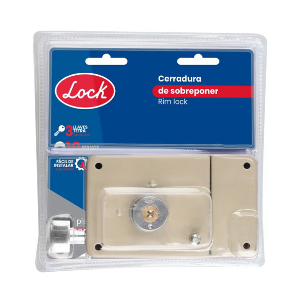 Cerradura De Sobreponer Lado Derecho Lock Llave Tetra (10CS)
