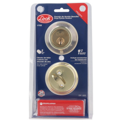 Cerrojo Cerradura De Función Sencilla Latón Brillante Lock (17CE)