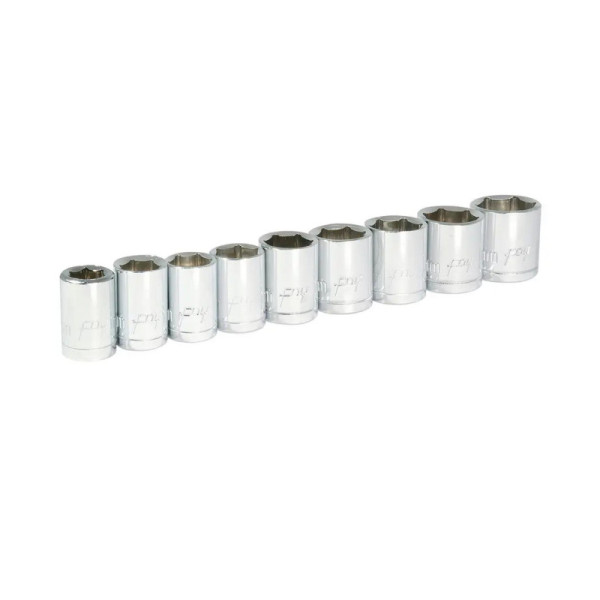 Juego De 9 Copas Métricas 6 Puntas Foy Cuadro 3/8'' (140436)