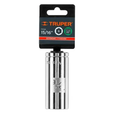 Copa Estándar Para Bujías 15/16", 6 Puntas, Cuadrante 1/2" Truper