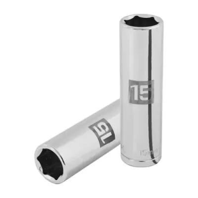 Copa Estándar Larga 15 Mm De 6 Puntas, Cuadrante De 1/2" Truper