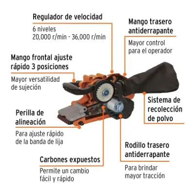 Lijadora De Banda De 3" X 21", 1.010 W Y 6 Velocidades Truper