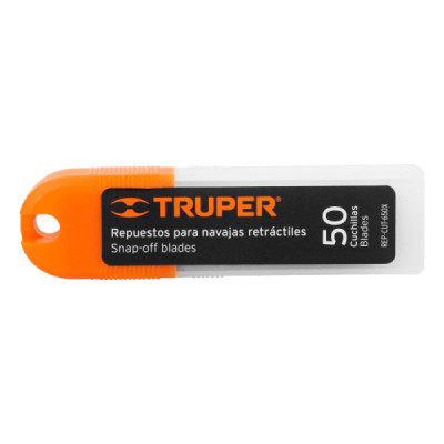50 Cuchillas Para Bisturí De 18 Mm En Acero Sk4 Con Estuche Truper (REP-CUT-650)