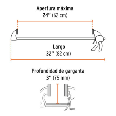 Prensa Ajuste Rápido 24'' Largo 32'' Truper Capacidad 165 Kg (PAR-224)