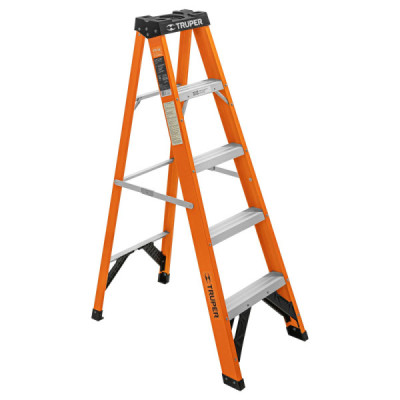 Escalera Tipo Tijera 4 Peldaños, Tipo 2 En Fibra De Vidrio Truper (EST-24FV)