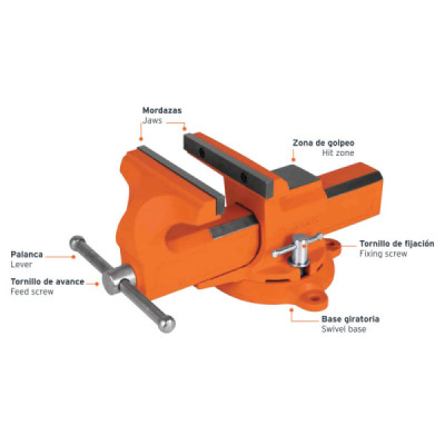 Prensa De Banco Profesional Tipo Europeo Giratoria De 6" Truper (TA-6-L)