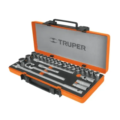 Juego De Copas Mixtas Con 25 Piezas, Cuadrante De 1/2" Truper