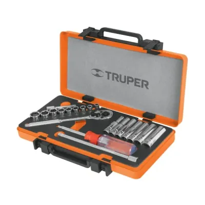 Juego De Copas Métricas Con 20 Piezas, Cuadrante De 1/4" Truper