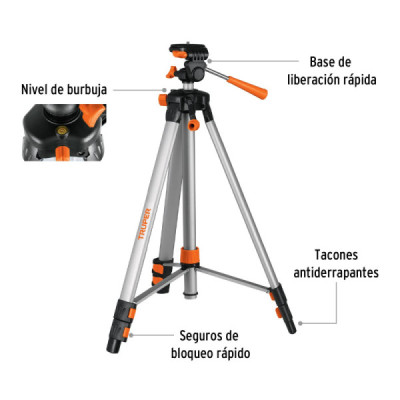 Tripié O Trípode Telescópico De 145 Cm, Rosca 1/4", 1.2 Kg Truper (NL-TRI-150)
