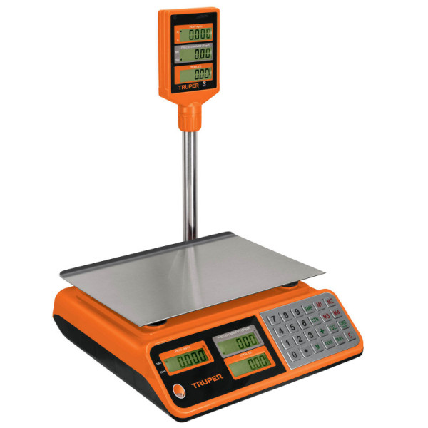 Báscula Electrónica 40 Kg Con Torreta Y Batería Recargable Truper (BASE-40T)