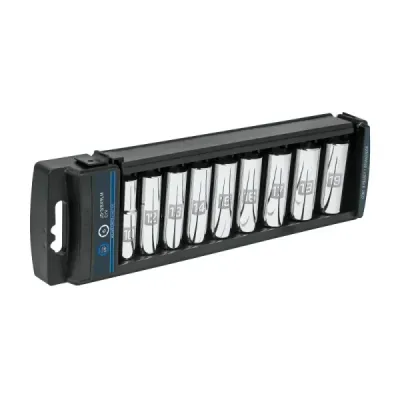 Juego De 9 Copas Estándar Largas Métricas, Cuadrante 3/8" Truper