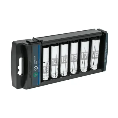Juego De 6 Copas Estándar Largas Métricas, Cuadrante 1/2" Truper