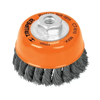 Grata Copa De Alambre Trenzado Fino De 3", Eje De 5/8-11 Truper