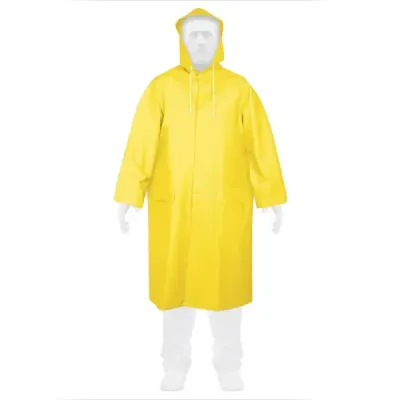 Capa Impermeable Amarilla De Pvc Con Capucha, Talla L Truper