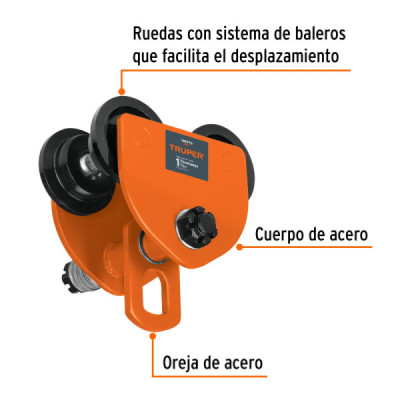 Trole De Carga Vigas Ips E Ipr Ajustable De 1 Tonelada Truper (TRO-1)