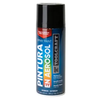 Pintura Aerosol Negro Brillante 400 Ml Toolcraft Sin Plomo