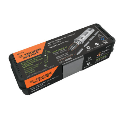 Destornillador De Impacto Con 4 Puntas Y Estuche Industrial Truper (DIMP-3/8X)