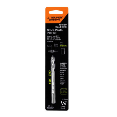 Broca Piloto 1/4" Para Mandril De Sierra Copas Bimetálicas Truper (MAND-BRB)