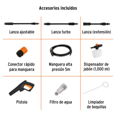 Hidrolavadora Eléctrica 1800 Psi 1500 W Truper Con Jabonera (HILA-1800)