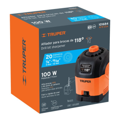 Afilador De Brocas Eléctrico 1/8'' A 1/2'' Truper Punta 118° (AFB-20A) Afilador De Brocas Eléctrico 1/8'' A 1/2'' Truper Punta 118° (AFB-20A)
