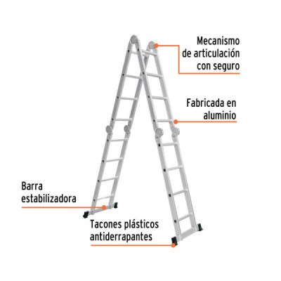 Escalera Multiposición 16 Peldaños, Tipo I, Capacidad 200 Kg Truper (ESMU-116)