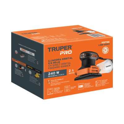 Lijadora Orbital 1/4 De Hoja 240 W Truper Pro 14000 Opm (LIOR-1/4A3)