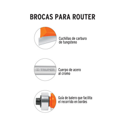 Fresa Machimbrador Balinera, Diámetro 7/8", Corte 20.5 Mm Truper (BROU-MACH7/8X)