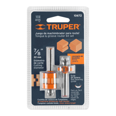 Fresa Machimbrador Balinera, Diámetro 7/8", Corte 20.5 Mm Truper (BROU-MACH7/8X)