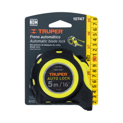 Flexómetro Auto Lock De 5 M Anti-Impacto, Uso Profesional Truper (FA-5M)