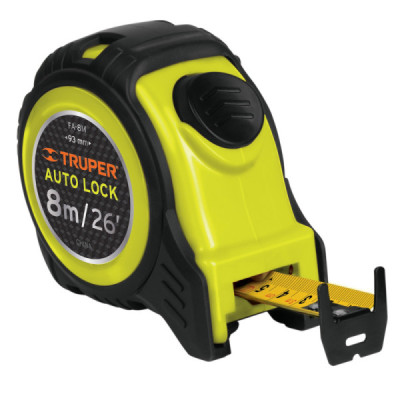 Flexómetro Auto Lock De 8 M Anti-Impacto, Uso Profesional Truper (FA-8M)